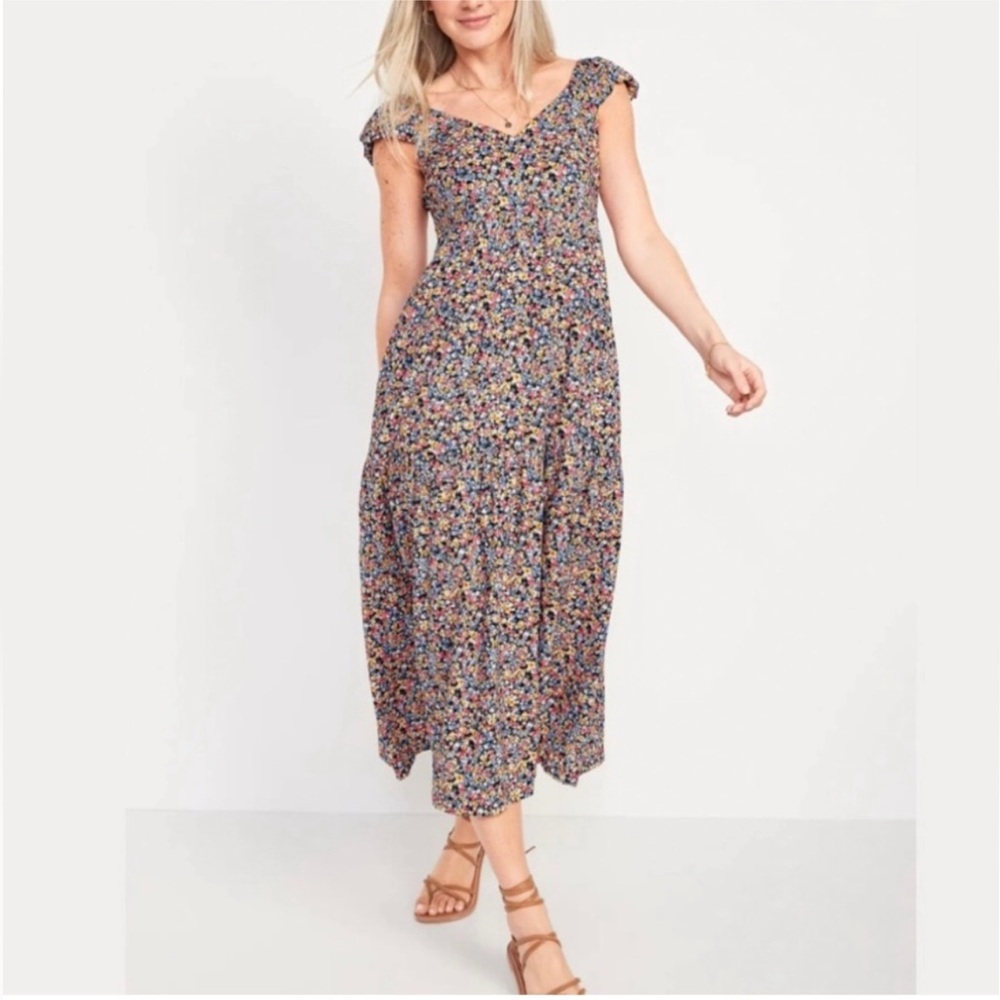 Romantic Flowers Maxi Dress Tiered All-Day Fit & Flare Old Navy Womens Size 2X